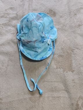Green Sprouts Baby Sun Hat with Ocean Print - Light Blue